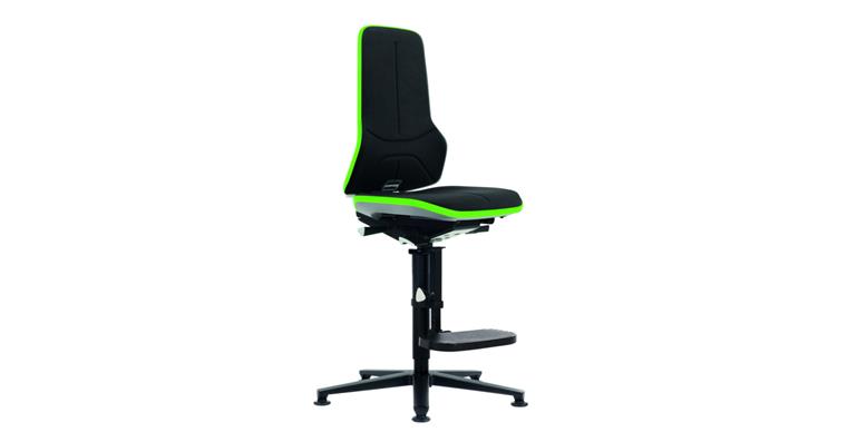Swiv wrk chair Neon 3 seat height 590-870mm Supertec w skid, green flex band