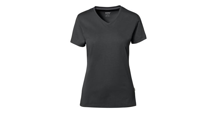 Damen V-Shirt  Cotton Tec anthrazit Gr. M