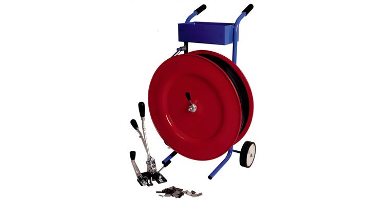 1066311102 PP-Kunststoffband-Set, KU-Band 16mmx3000m, Umreifungsgerät, Abrollwagen, Hülsen