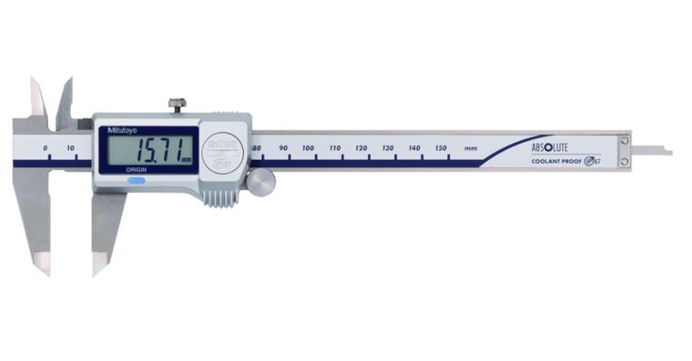 Digital ABS callipers CoolantProof 0-200 mm w. TC surfaces and drive roller