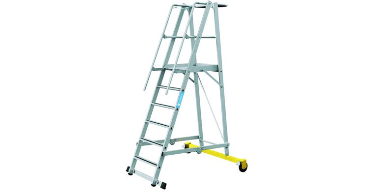 Fahrbare Plattformtreppe klappbar 6 Sprossen Plattformhöhe 1,60 m