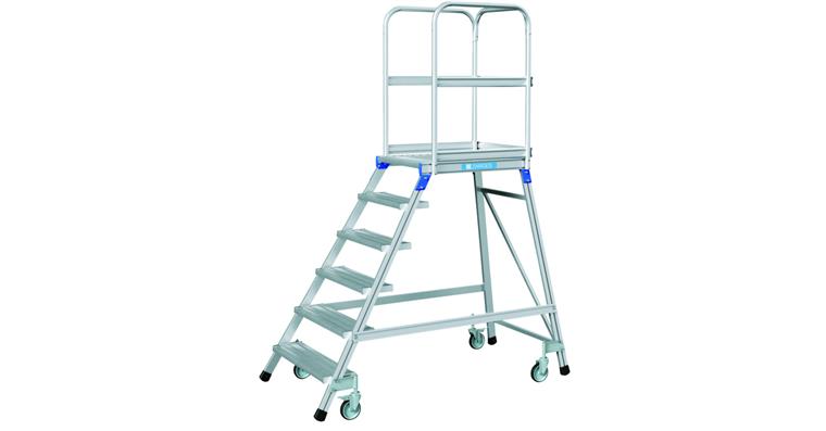 Mobile platform steps, accessible from one side, 6 steps, platform height 1.44 m