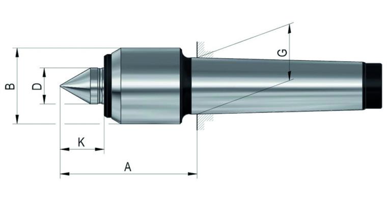 Mitlaufende Körnerspitze leicht schlank MK2 Gehäuse-Ø 32 mm Spitzenwinkel 60°