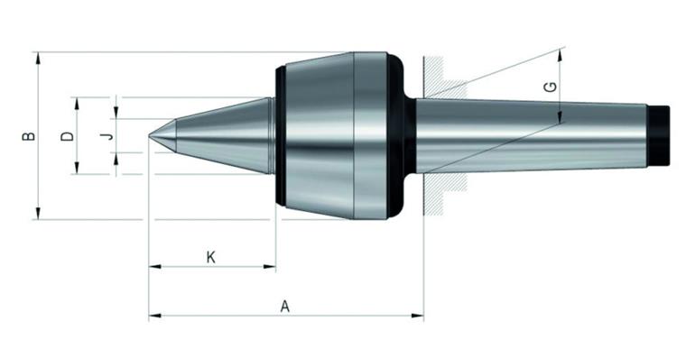 Mitlaufende Körnerspitze SpW 60° verlängerte Laufspitze MK4 Gr. 108 HVL