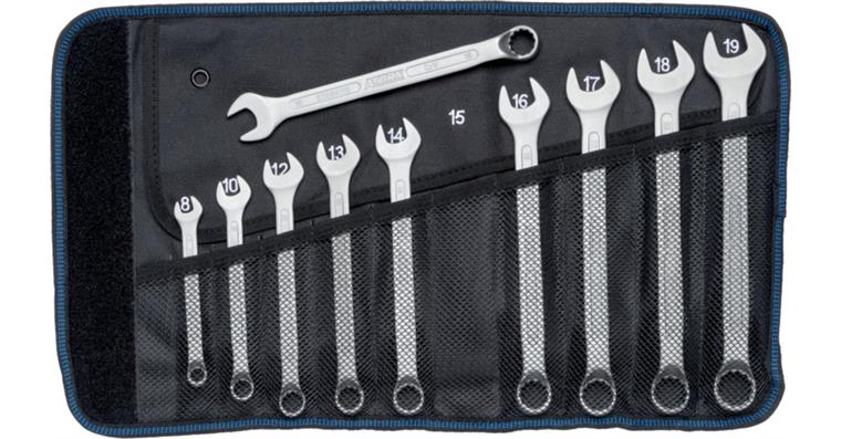 ATORN combination wrench set DIN 3113 B, 10 pcs, in textile roll-up bag
