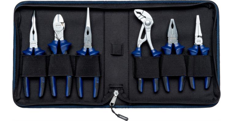 ATORN standard pliers set, six pieces in textile zip bag