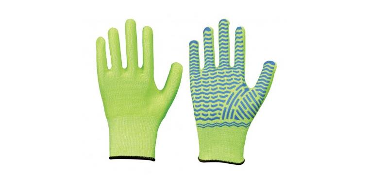 Handschuh Solidstar 1447, Gr. 8, neongelb/blau, Neon/Grip, Spezialfaser, Latex