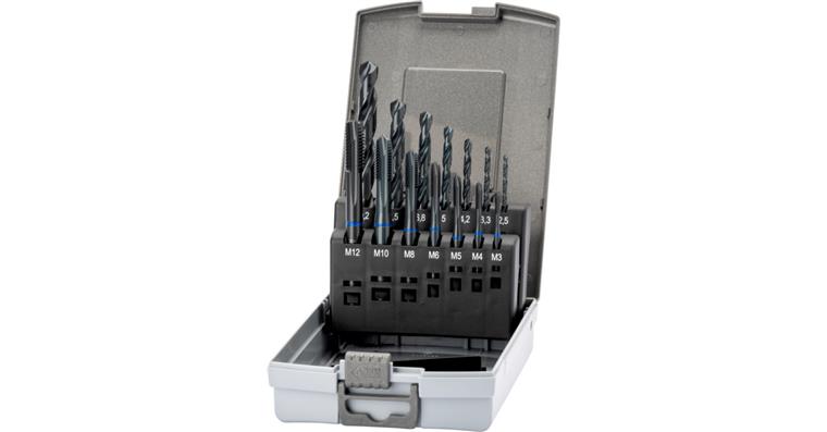 ATORN M3-M12 screw tap set + core hole drill bits M3-M12 TH 3xD 0° P 1,000