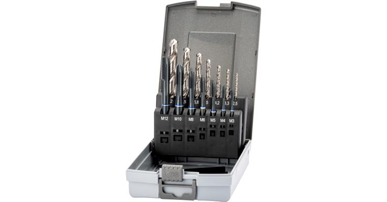 ATORN M3-M12 screw tap set + core hole drill bits M3-M12 TH 3xD 0° P 1,300