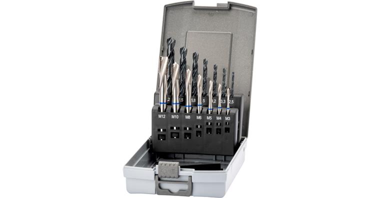 ATORN M3-M12 screw tap set + core hole drill bits M3-M12 blind hole 2.5xD 15° P