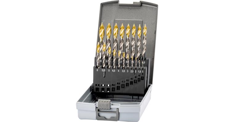ATORN twist drill bit set STEP DRILL type N HSS TiN head 1-10 mm 0.5 in box