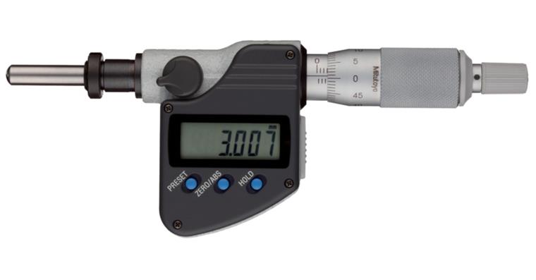 Digital-Einbaumessschraube 0-25mm mit 10mm Einspannschaft sphärisch mit Klemmmutter