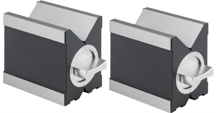 ATORN meas. + clamping vee blocks 100 mm, hardened steel, magnetic, wooden case
