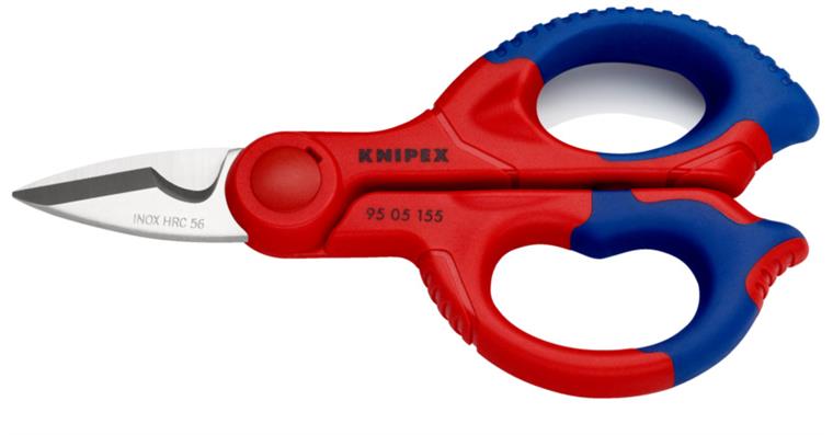 KNIPEX electrician’s shears 155 mm with two-component handle and belt holster