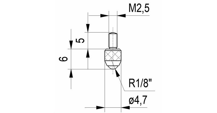 LIZZARD Kugeltaster Nr.12c f. Messuhren und Feinzeiger A-Gew. M2,5 Kunstst.-Einsatz 3 mm