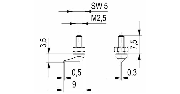 1033114132 Gauge slide no. 24 side offset for dial gauges + precision pointers A-thr. M2.5