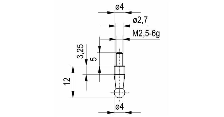 LIZZARD Kugeltaster Nr. 8B für Messuhren und Feinzeiger A-Gew. M2,5 4,0 mm Ø