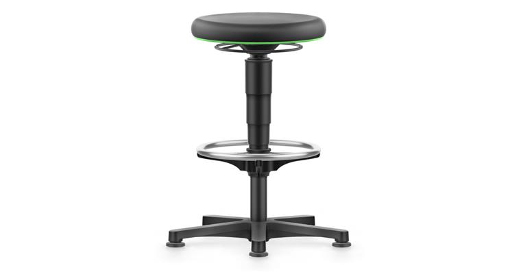 Allround Hocker hoch mit Gleiter und Ring PU-Schaum Farbring grün