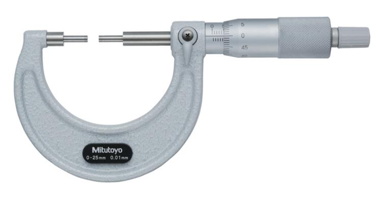 Bügelmessschraube mit abges. Messflächen MB 0-25mm Spitzen Ø 2x5mm