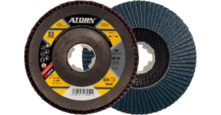 ATORN X-LOCK abrasive flap disc, dia. 125 mm, zirconium, grain 60, oblique
