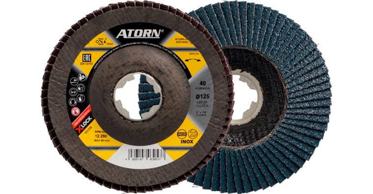 ATORN X-LOCK abrasive flap disc, dia. 125 mm, zirconium, grain 40, oblique