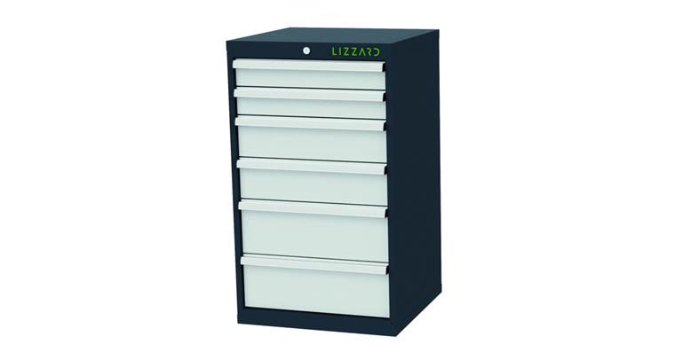 LIZZARD Schubladenschrank 6 Schubladen B600xT575xH1020mm RAL7016/7035