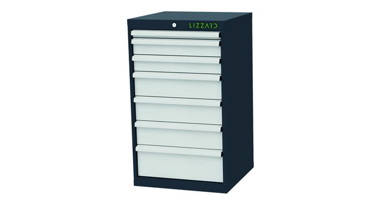 1084460102 LIZZARD Schubladenschrank 7 Schubladen B600xT575xH1020mm RAL7016/7035