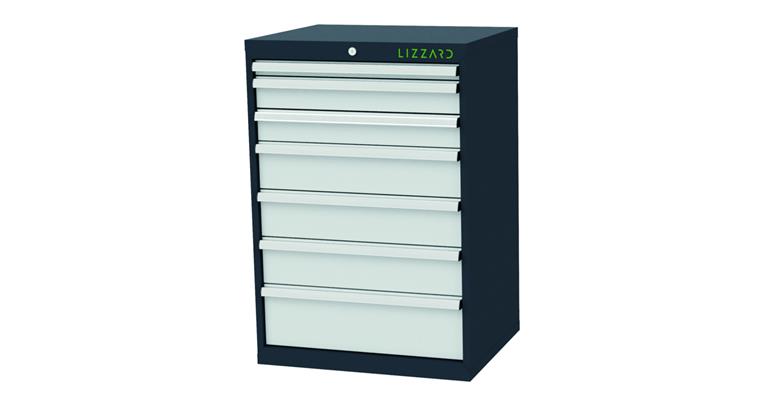 LIZZARD Schubladenschrank 7 Schubladen B700xT575xH1020mm RAL7016/7035