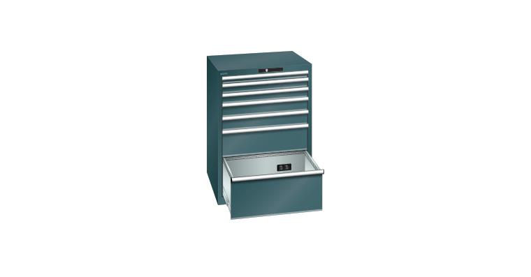 Schubladenschrank 717x725x1000mm 7 Schubladen a 75kg Typ D 4x230V RAL 7016
