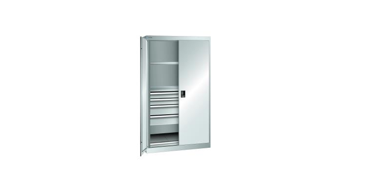 1085188120 Schwerlastschrank mit 2 Vollblech-Flügeltüren 1100x641x1950mm RAL 7035