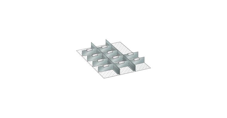 Set Schlitz-Trennbleche 459x612mm FH 150mm 2 Schlitzwände, 10 Trennbleche