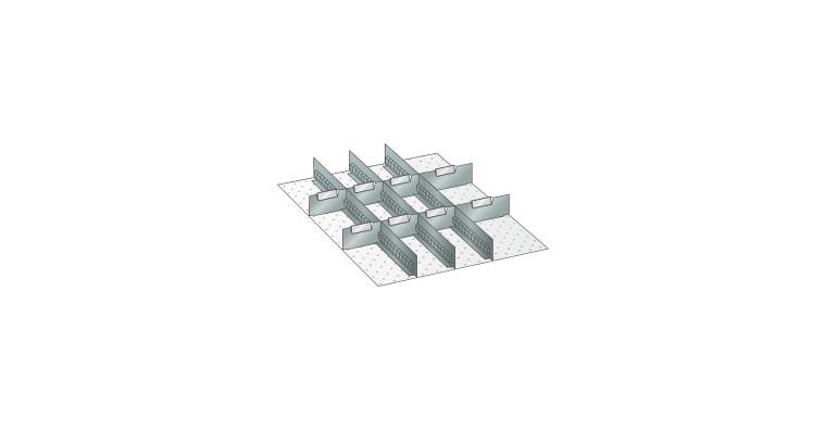 Set Schlitz-Trennbleche 459x612mm FH 100,125mm 3 Schlitzwände, 8 Trennbleche