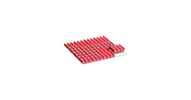 Set Mulden BxT 612x612mm FH 50mm 16 Muldenteile, 60 Muldenwände
