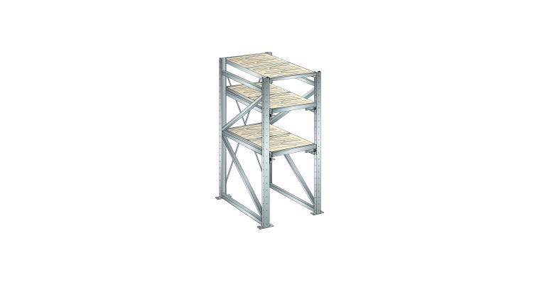 Grundregal BxTxH 890x1260x2000mm 1 Festrahmen, 2 Auszugrahmen 800kg RAL 7035