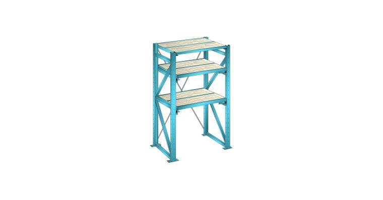 Grundregal BxTxH 1290x860x2000mm 1 Festrahmen, 2 Auszugrahmen 1000kg RAL 5012