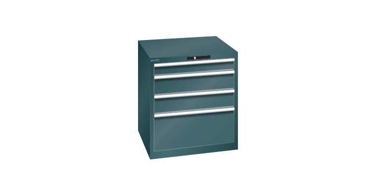 Schubladenschrank 717x725x800mm 4 Schubladen 1x100/2x150/1x300 75kg RAL7016