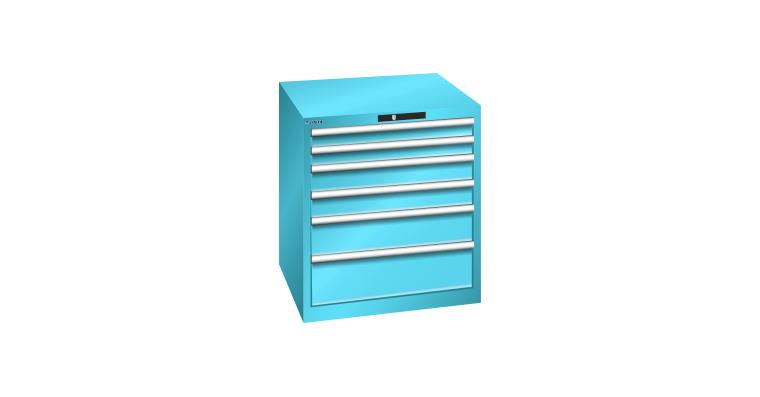 1084311104 Schubladenschrank 717x725x800mm 6 Schubladen 2x75/2x100/1x150/1x200 RAL5012