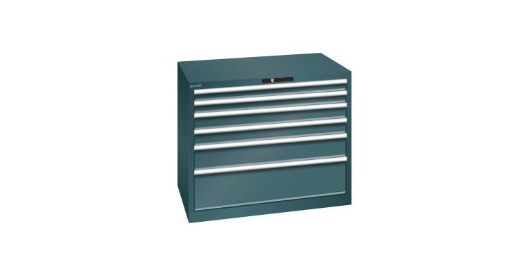 Schubladenschrank 1023x725x850mm 6 Schubladen 2x75/2x100/1x150/1x250 RAL 7016