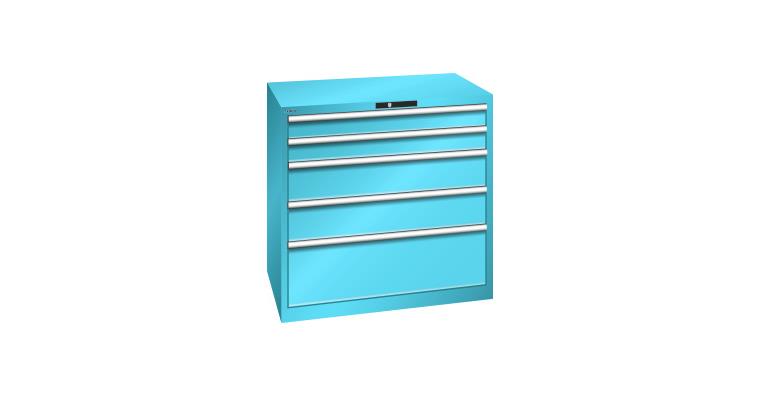 Schubladenschrank 1023x725x1000mm 5 Schubladen 2x100/2x200/1x300mm RAL 5012