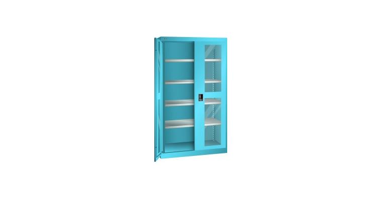 Schwerlastschrank mit 2 Sichtfenster-Flügeltüren 1100x641x1950mm RAL 5012