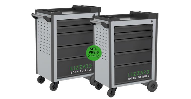 LIZZARD Werkzeugwagen 5 Schubladen RAL 7035/7016 2er-Set