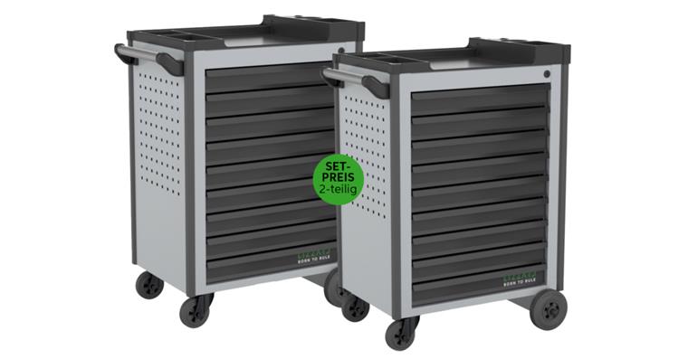 LIZZARD Werkzeugwagen 9 Schubladen RAL 7035/7016 2er-Set