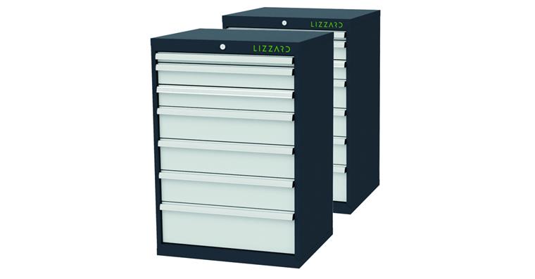 LIZZARD Schubladenschrank 7 Schubladen B700xT575xH1020mm RAL7016/7035 2er-Set