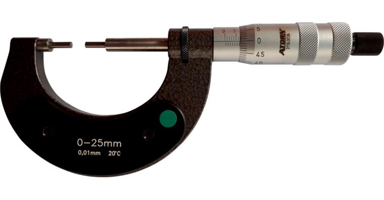 ATORN micrometer with offset contacts, measuring range 0-25 mm