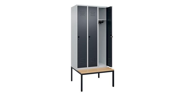 1085202301 Spind Classic PLUS, Bank, 3 Abteile, 2120x900x815mm RAL 7035/7016