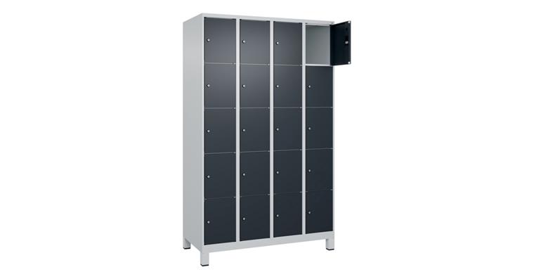 1085214309 Schließfachschrank Classic PLUS, Füße, 20 Fächer, 1950x1200x500mm RAL 7035/7016