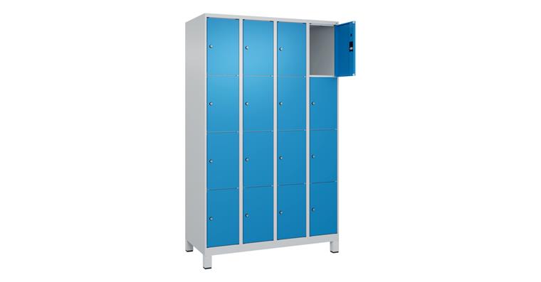 1085214306 Schließfachschrank Classic PLUS, Füße, 16 Fächer, 1950x1200x500mm RAL 7035/5012