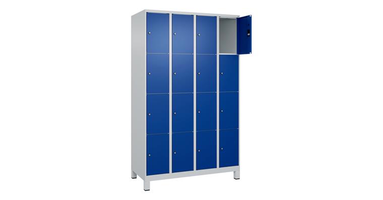 1085214307 Schließfachschrank Classic PLUS, Füße, 16 Fächer, 1950x1200x500mm RAL 7035/5010