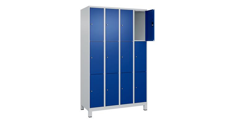 1085214303 Schließfachschrank Classic PLUS, Füße, 12 Fächer, 1950x1200x500mm RAL 7035/5010
