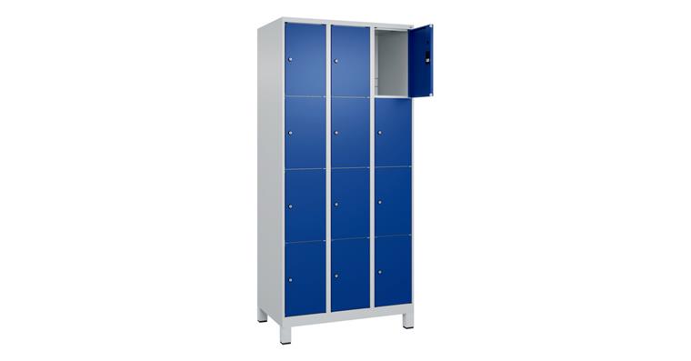 1085214207 Schließfachschrank Classic PLUS, Füße, 12 Fächer, 1950x900x500mm RAL 7035/5010